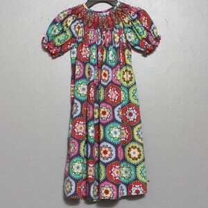 Southern tots smocked granny square multi color dress